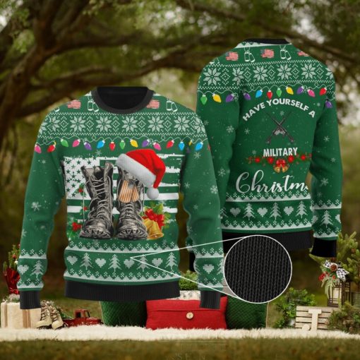 Have Yourself A Military Christmas Combat Boots Ugly Christmas Sweater Unisex 3D Sweater Christmas Gift