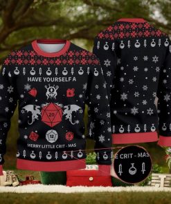 Have Yourself a Little Crit Mas Dungeons & Dragons D20 Wool Dnd Knit Gift Ugly Christmas Sweater For Men And Women