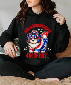 Have a star spangled 4th of July cat flag shirt