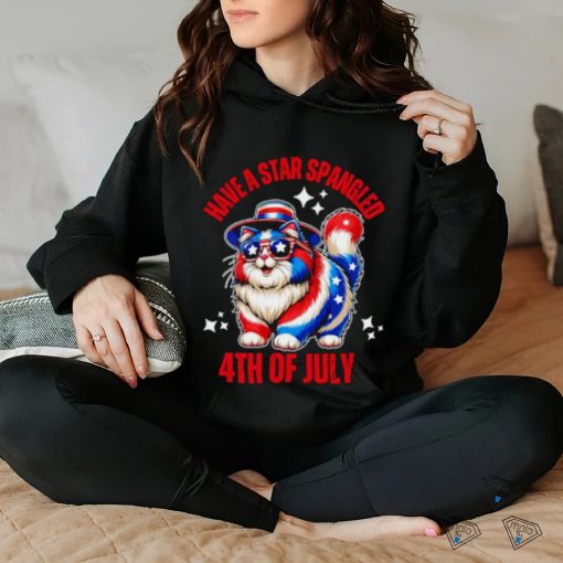 Have a star spangled 4th of July cat flag shirt