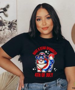 Have a star spangled 4th of July cat flag shirt