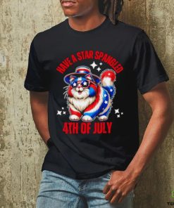 Have a star spangled 4th of July cat flag shirt