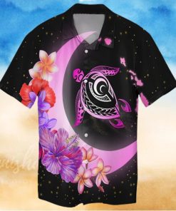 Hawaii Map Moon Star Turtle Plumeria Hibiscus Hawaiian Shirt