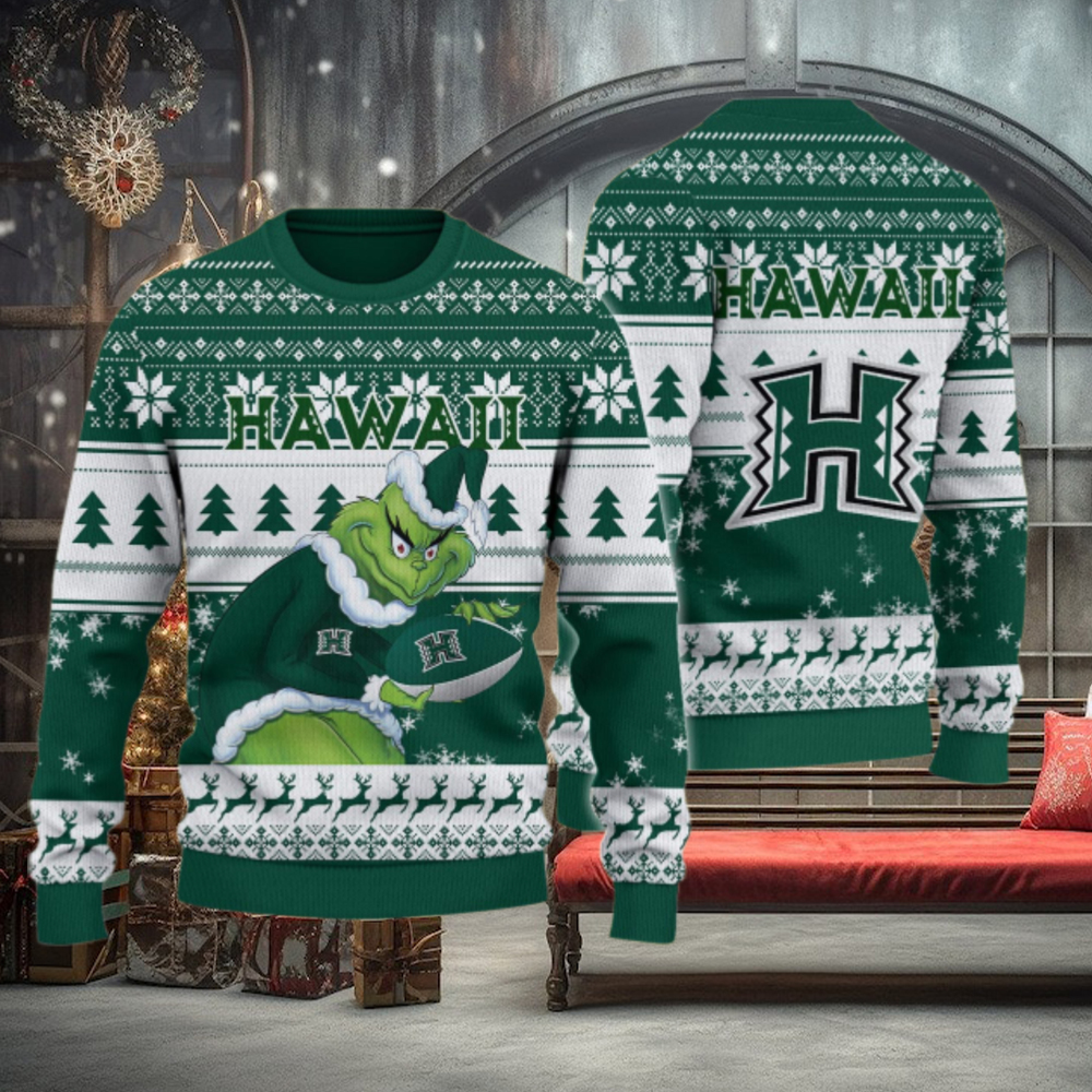 Hawaii Rainbow Warriors Grinch Ugly Christmas Sweater Hawaii Rainbow Warriors Grinch Ugly Christmas Sweater