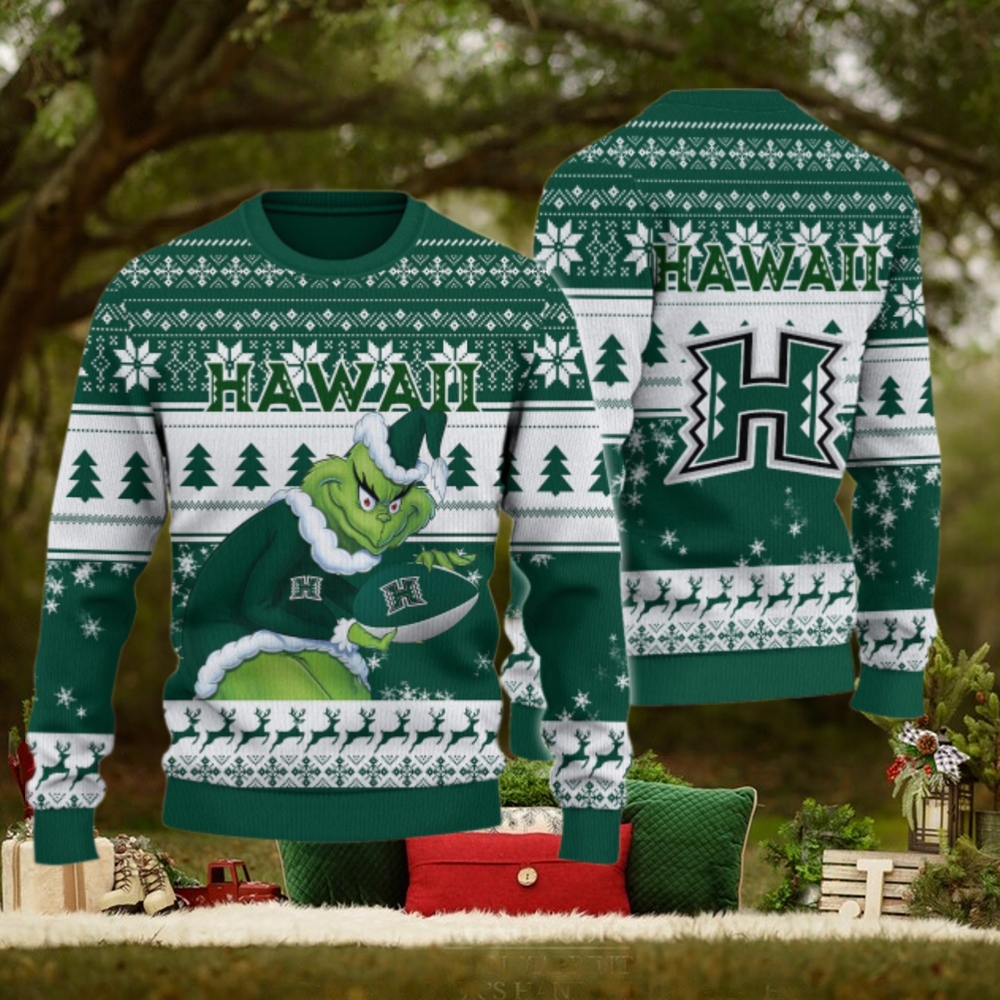 Hawaii Rainbow Warriors Grinch Ugly Christmas Sweater Hawaii Rainbow Warriors Grinch Ugly Christmas Sweater