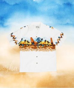 Hawaii Rooster White Cotton Poplin Men s Hawaiian Shirt