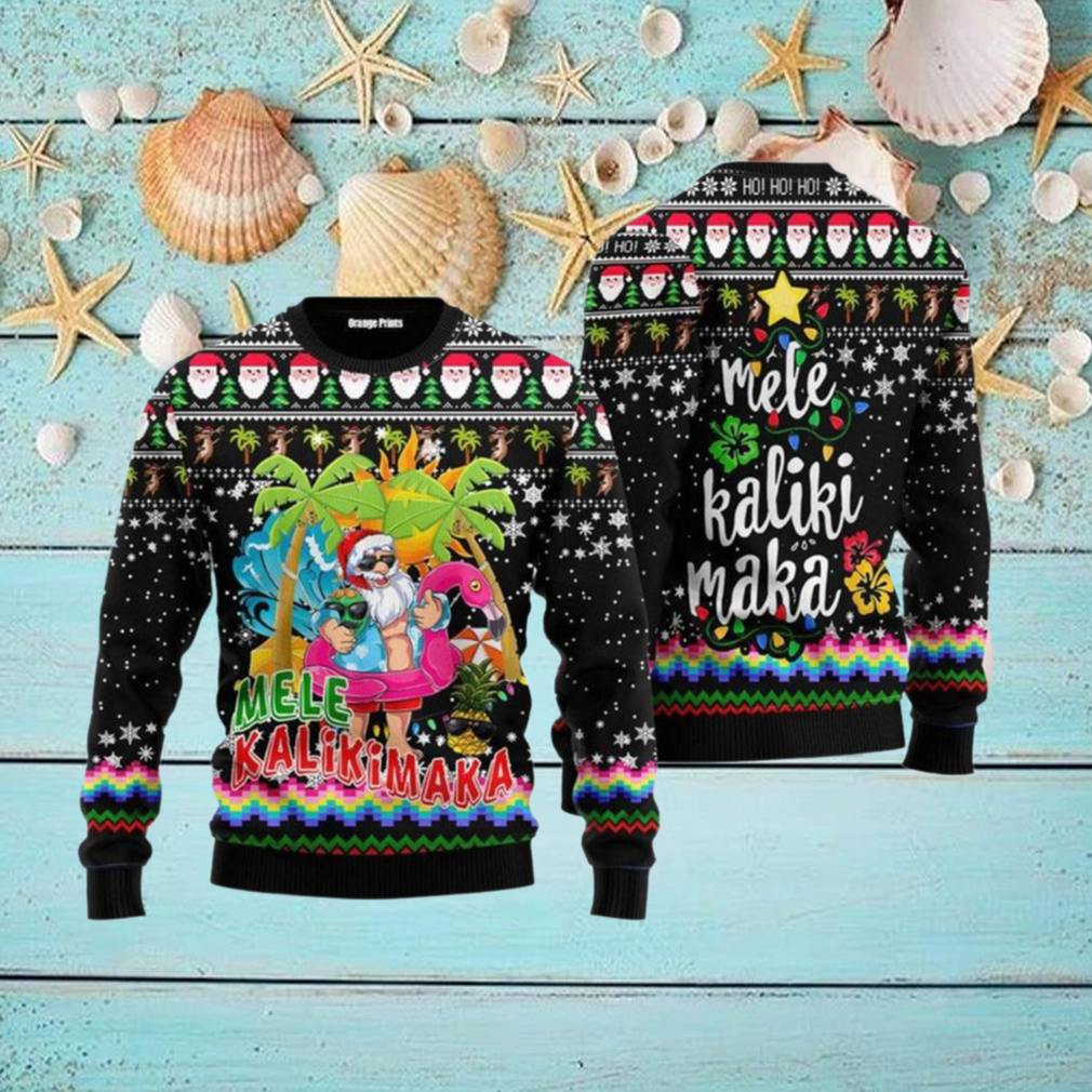 Hawaii Santa Claus Mele Kalikimaka Ugly Christmas Sweater Hawaii Santa Claus Mele Kalikimaka Ugly Christmas Sweater