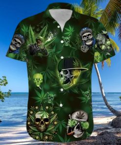 Hawaii Shirt – Green Lets Get High Weed Skull Unisex