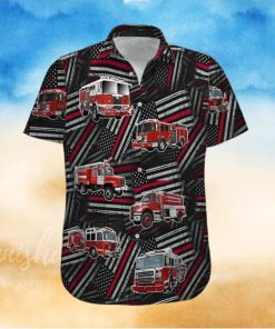 Hawaiian Aloha Shirts Fire Truck Firefighter Flag Pattern hawaiian shirt