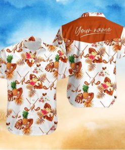 Hawaiian Aloha Shirts Golf Orange Tropical Floral Custom Name hawaiian shirt
