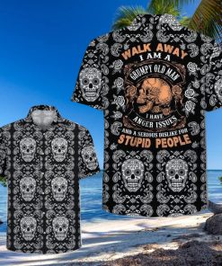 Hawaiian Aloha Shirts Grumpy Old Man Skull Pattern hawaiian shirt