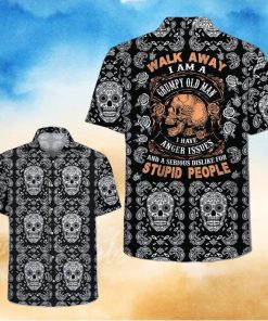 Hawaiian Aloha Shirts Grumpy Old Man Skull Pattern hawaiian shirt