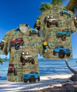 Hawaiian Aloha Shirts Jeep Camo Palm Tree
