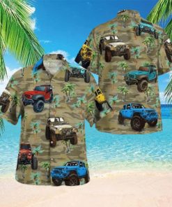 Hawaiian Aloha Shirts Jeep Camo Palm Tree
