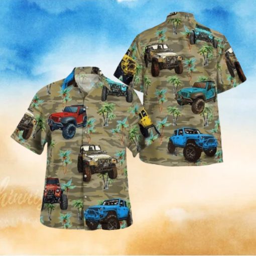 Hawaiian Aloha Shirts Jeep Camo Palm Tree