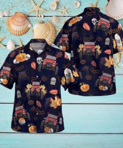 Hawaiian Aloha Shirts Jeep Halloween Pumpkin Skull shirt