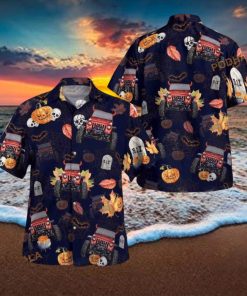 Hawaiian Aloha Shirts Jeep Halloween Pumpkin Skull shirt