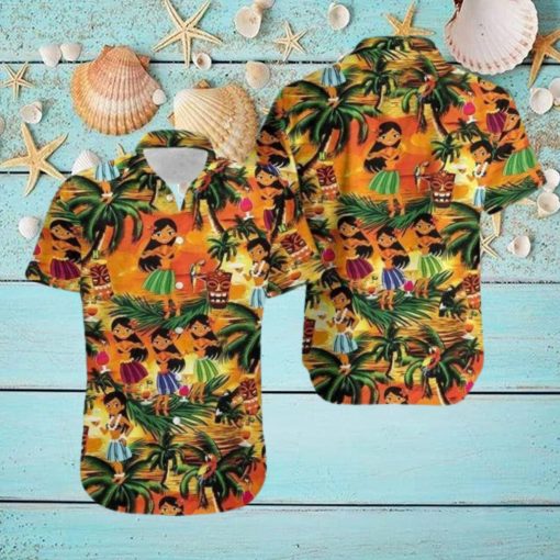 Hawaiian Aloha Shirts Tiki With Tropical Girls Dancing