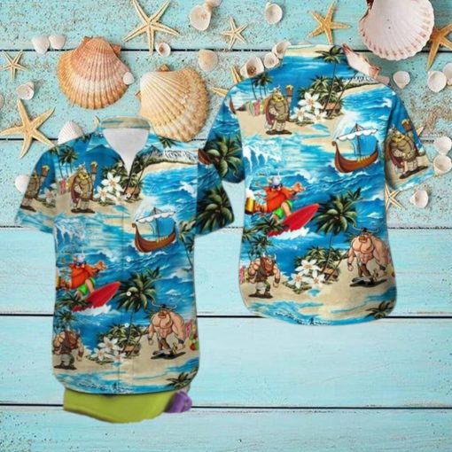 Hawaiian Aloha Shirts Viking Surfing