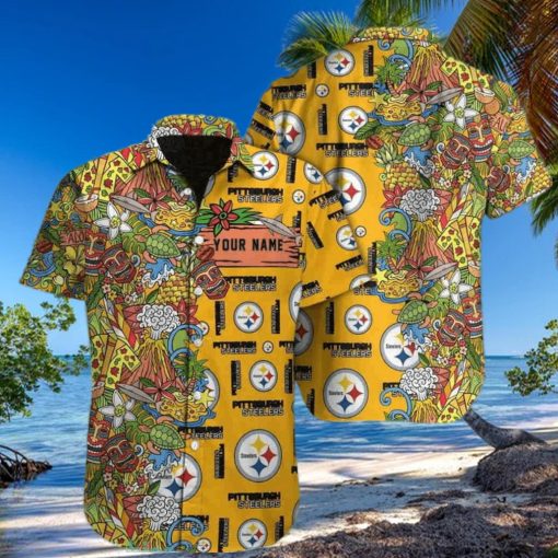 Hawaiian Rainforest Tiki Bar Texture Pittsburgh Steelers Nfl Hawaiian Shirt