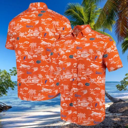 Hawaiian Shirt Orange Beach Tropical Leaves Florida Gators Gift