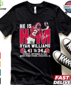 He Is Him Ryan Williams Alabama Crimson Tide 41 34 Georgia Bulldogs Shirt