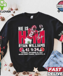 He Is Him Ryan Williams Alabama Crimson Tide 41 34 Georgia Bulldogs Shirt