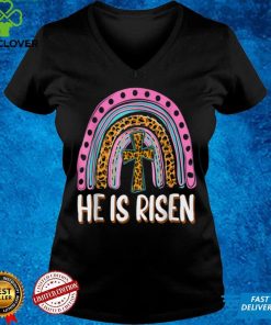He Is Risen Leopard Rainbow Christian Jesus Happy Easter Day T Shirt