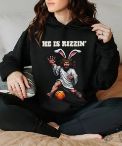 He Is Rizzen Funny Easter Bunny Jesus Playing Basketball Essential T hoodie, sweater, longsleeve, shirt v-neck, t-shirt