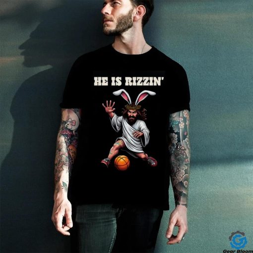 He Is Rizzen Funny Easter Bunny Jesus Playing Basketball Essential T hoodie, sweater, longsleeve, shirt v-neck, t-shirt