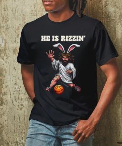 He Is Rizzen Funny Easter Bunny Jesus Playing Basketball Essential T hoodie, sweater, longsleeve, shirt v-neck, t-shirt