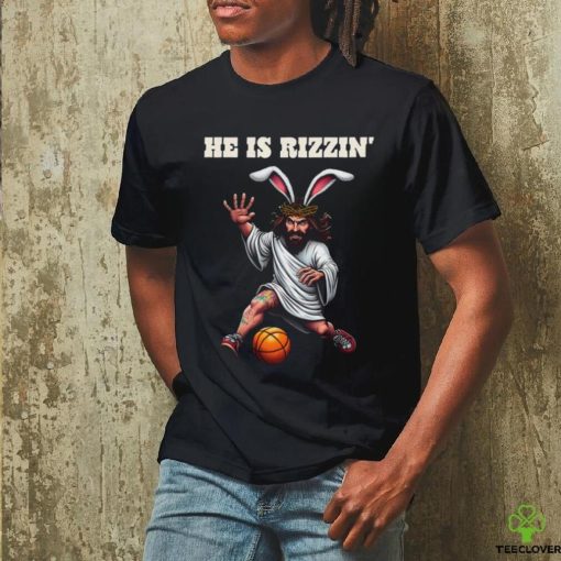 He Is Rizzen Funny Easter Bunny Jesus Playing Basketball Essential T hoodie, sweater, longsleeve, shirt v-neck, t-shirt