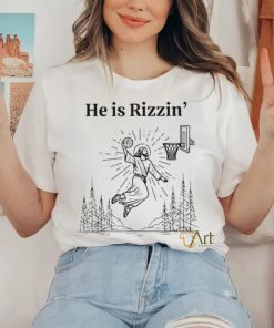 He Is Rizzin Funny Kids Easter Day Jesus Playing Basketball T Shirt