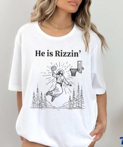 He Is Rizzin Funny Kids Easter Day Jesus Playing Basketball T Shirt