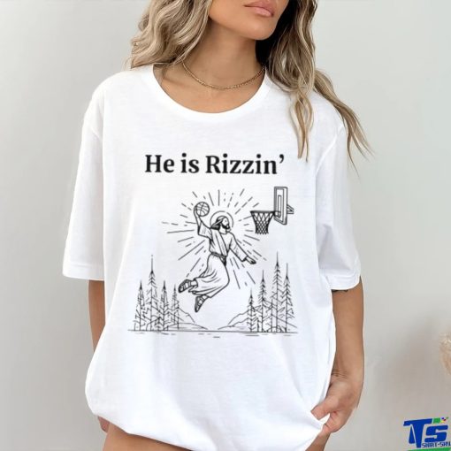 He Is Rizzin Funny Kids Easter Day Jesus Playing Basketball T Shirt