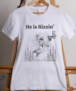 He Is Rizzin Funny Kids Easter Day Jesus Playing Basketball T Shirt