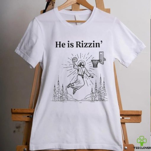 He Is Rizzin Funny Kids Easter Day Jesus Playing Basketball T Shirt