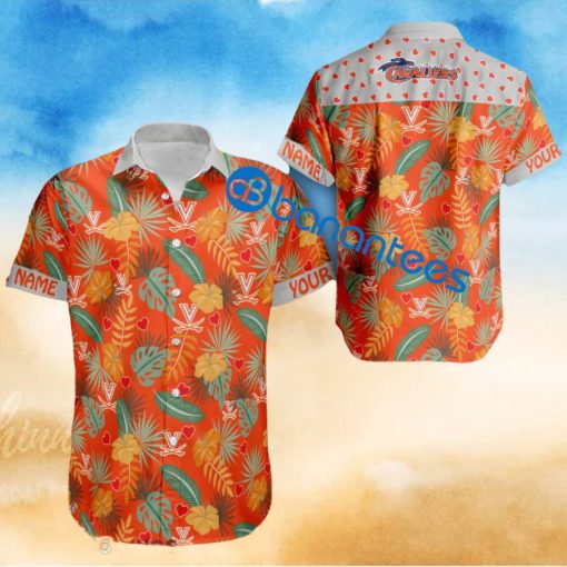 Heart Pattern Virginia Cavaliers Custom Name Hawaiian Shirt