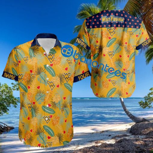 Heart Pattern West Virginia Mountaineers Personalized Hawaiian Shirt