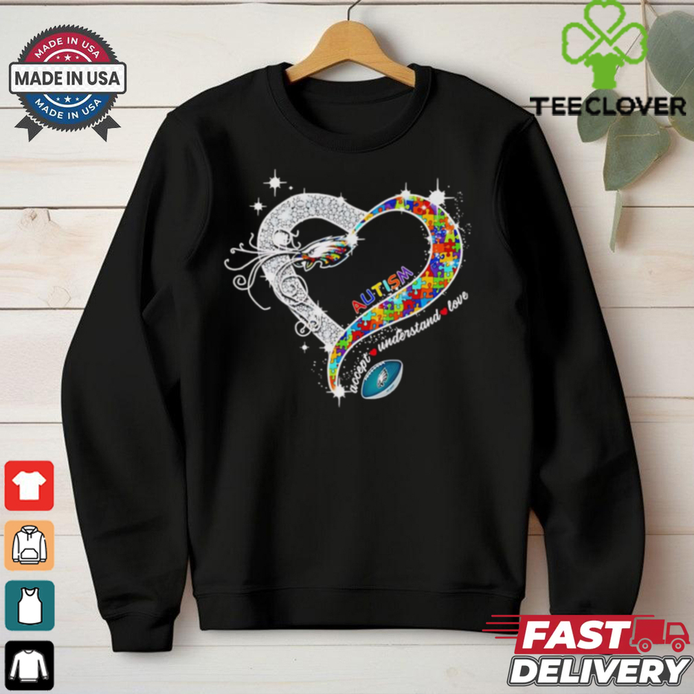 Heart Philadelphia Eagles Autism accept understand love shirt Heart Philadelphia Eagles Autism accept understand love shirt