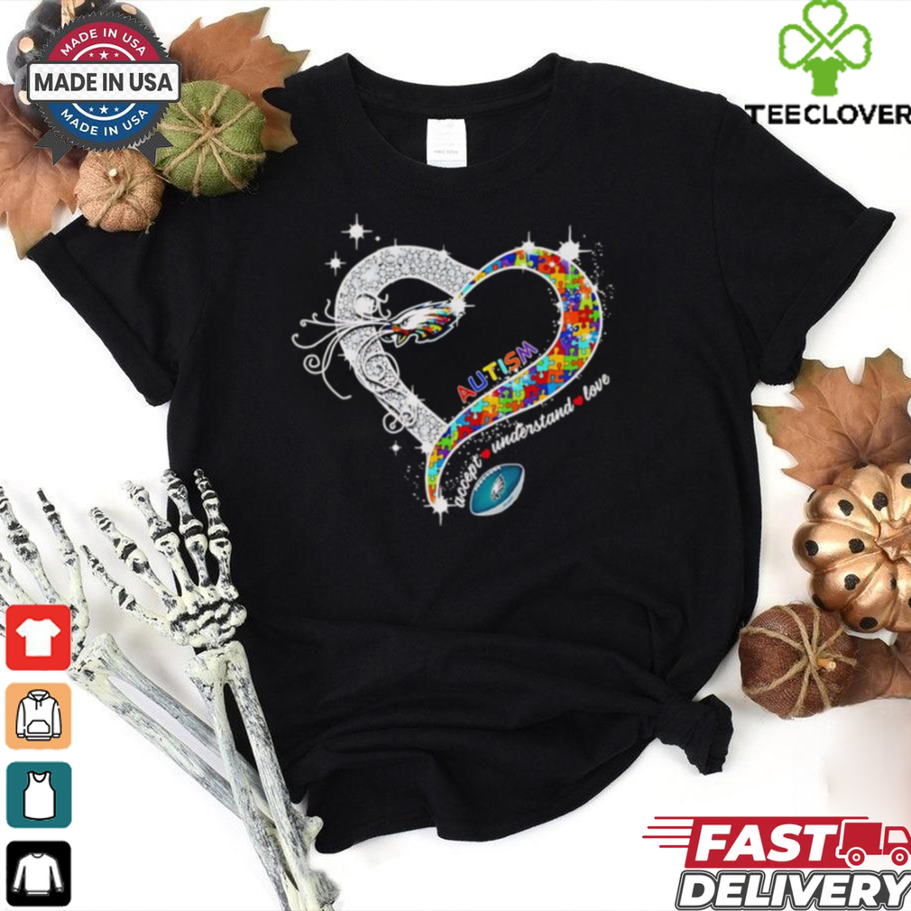 Heart Philadelphia Eagles Autism accept understand love shirt Heart Philadelphia Eagles Autism accept understand love shirt