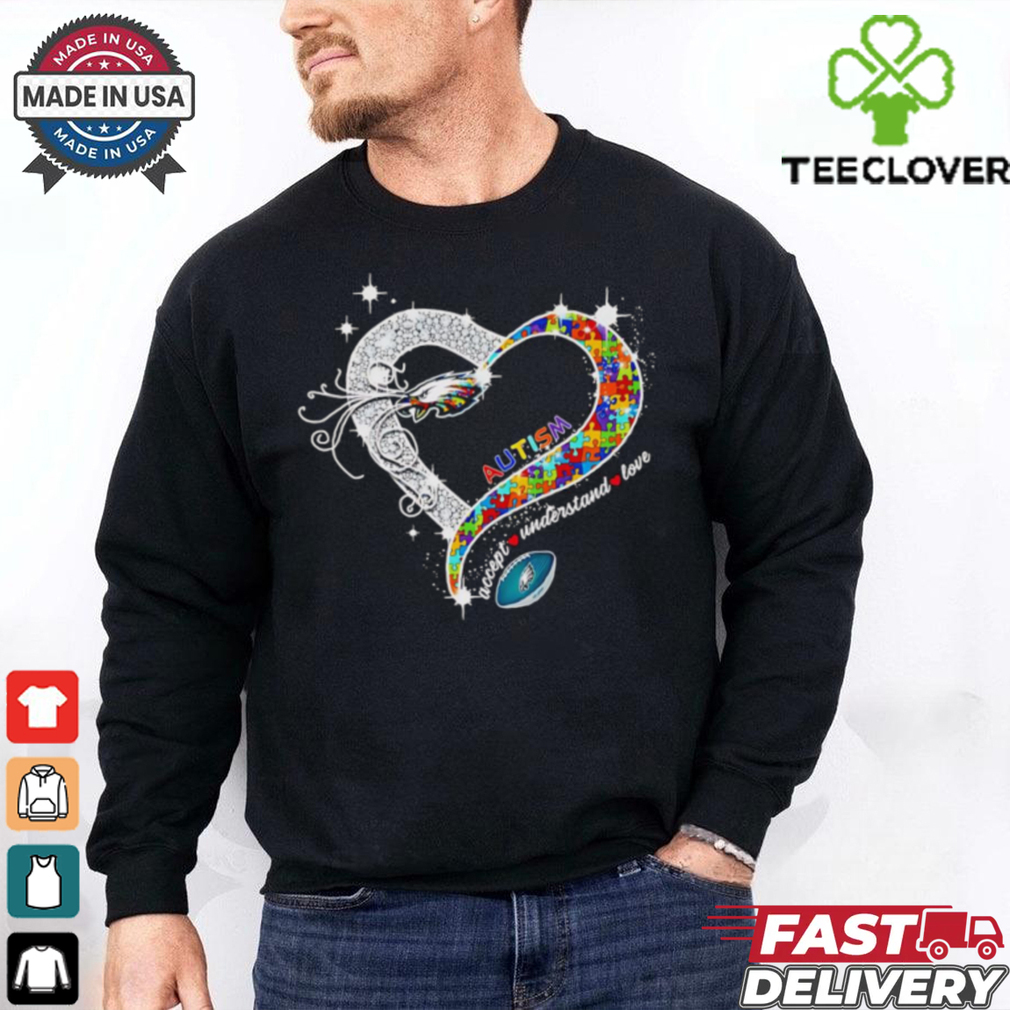 Heart Philadelphia Eagles Autism accept understand love shirt Heart Philadelphia Eagles Autism accept understand love shirt