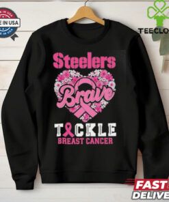 Heart Pittsburgh Steelers Brave Tickle Breast Cancer Flowers shirt