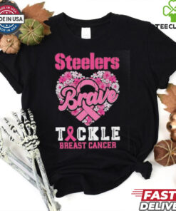 Heart Pittsburgh Steelers Brave Tickle Breast Cancer Flowers shirt