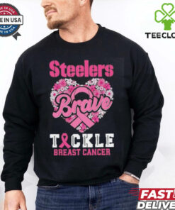 Heart Pittsburgh Steelers Brave Tickle Breast Cancer Flowers shirt