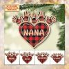 Heart With Handprints 1 Side Wood Personalized Christmas Ornament For