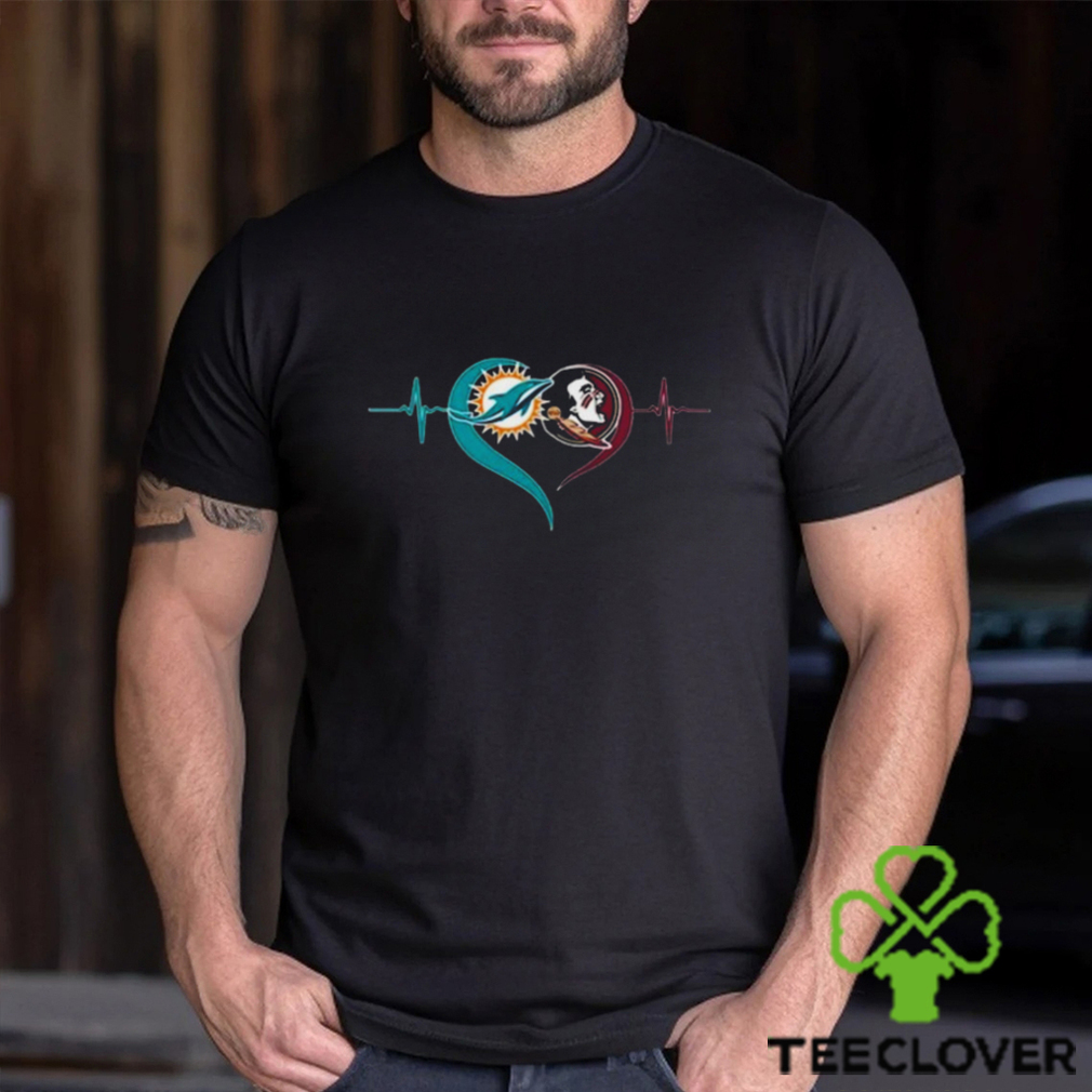 Heartbeat Miami Dolphins And Florida State Seminoles shirt Heartbeat Miami Dolphins And Florida State Seminoles shirt