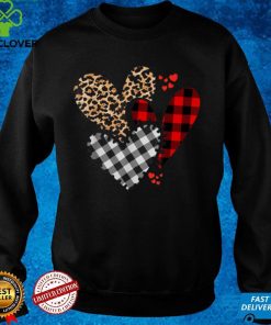 Hearts Leopard Plaid Buffalo Heart Valentines Day Girls Kids T Shirt