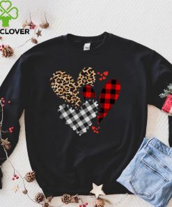 Hearts Leopard Plaid Buffalo Heart Valentines Day Girls Kids T Shirt