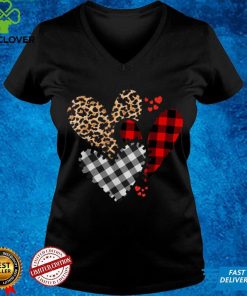 Hearts Leopard Plaid Buffalo Heart Valentines Day Girls Kids T Shirt